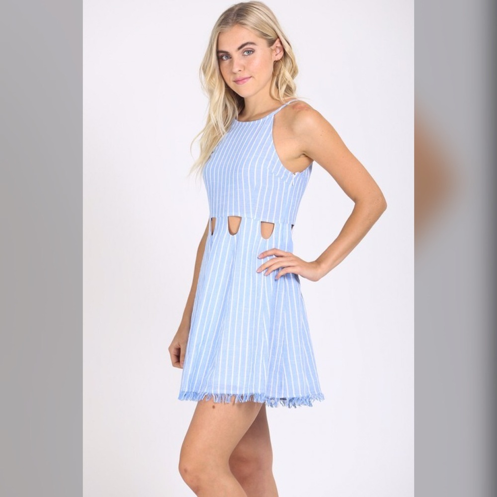 LAST 1! 💕Cut Out  Frayed Hem Blue Dress! - Picture 5 of 5